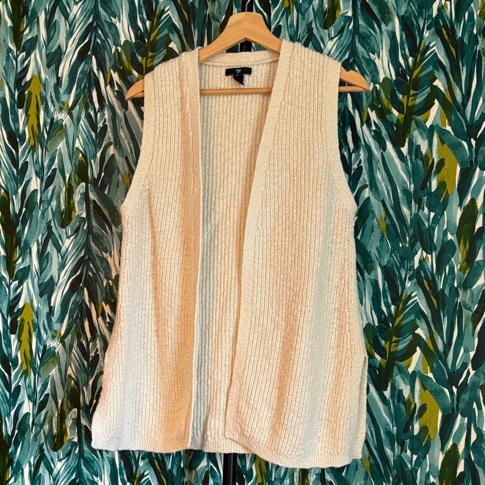 GAP Cream Open-Front Knit Vest